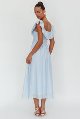 Serinah Basque Waist Off-Shoulder Maxi Dress Blue
